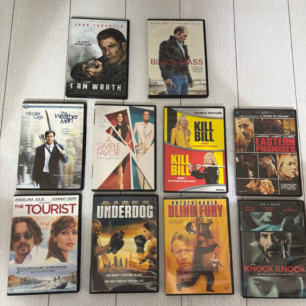10 Action Thriller DVDs Kill Bill Black Mass Tourist Lot